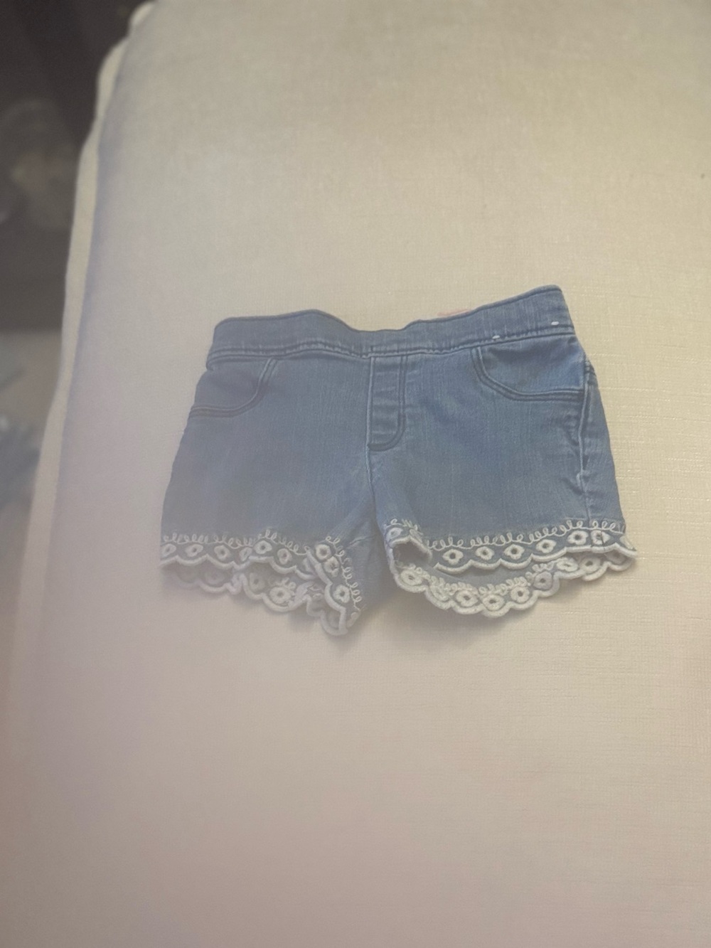 Girls' Blue Denim Shorts with Lace Trim